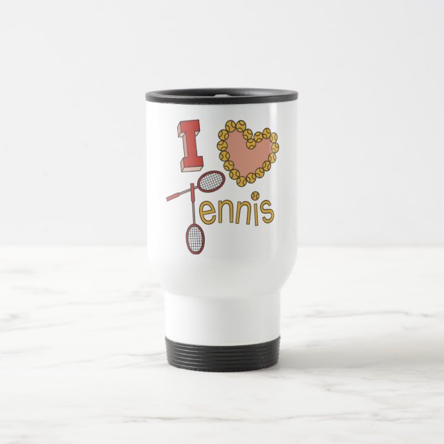 I Love Tennis Travel Mugs (Center)