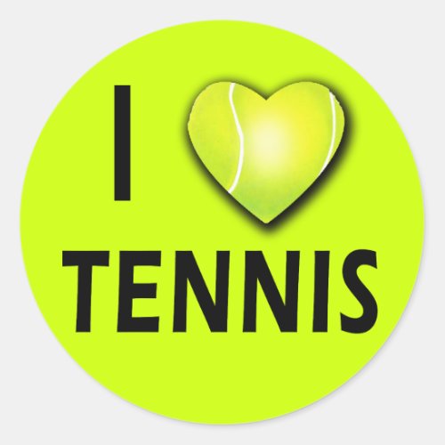 I Love Tennis with Tennis Ball Heart Classic Round Sticker