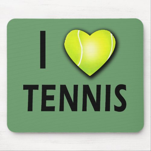 I Love Tennis with Tennis Ball Heart Mouse Pad