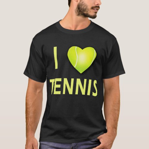 I Love Tennis with Tennis Ball Heart T_Shirt