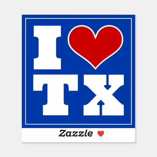 I Love Texas Blue Sticker