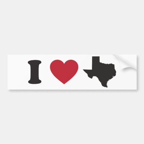 I Love Texas Bumper Sticker