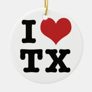 I Love texas Ceramic Ornament