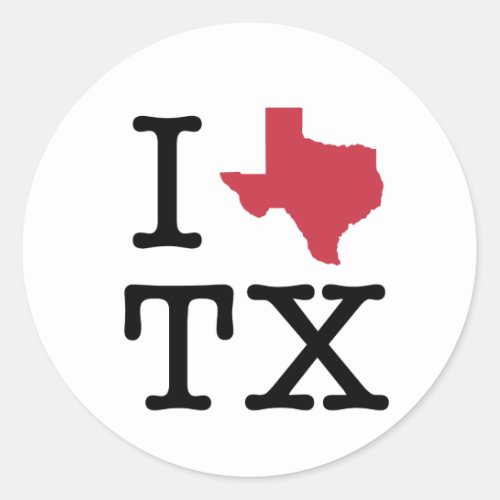 I Love texas Classic Round Sticker
