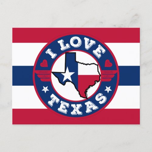 I Love Texas Color Matched Retro Stripes Flag Postcard