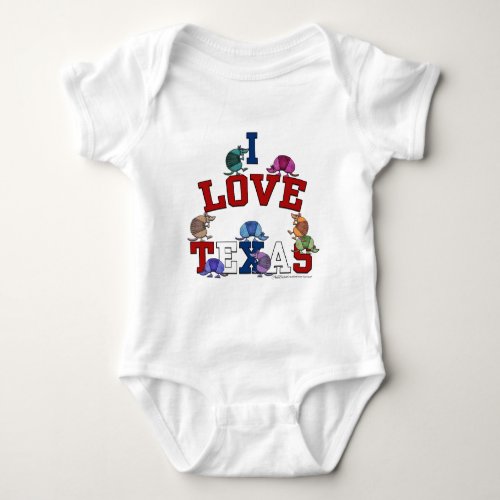 I Love Texas_Colorful Armadillos Baby Bodysuit