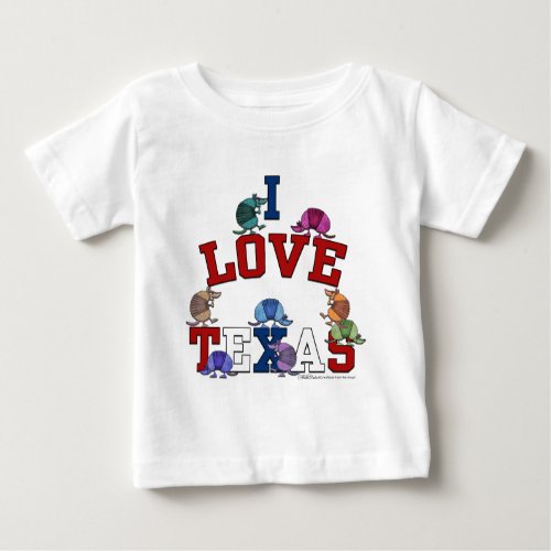I Love Texas_Colorful Armadillos Baby T_Shirt