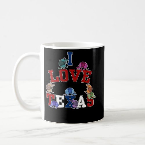 I Love Texas_Colorful Armadillos Coffee Mug