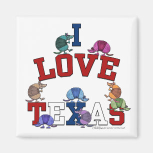 I Love Texas-Colorful Armadillos Magnet