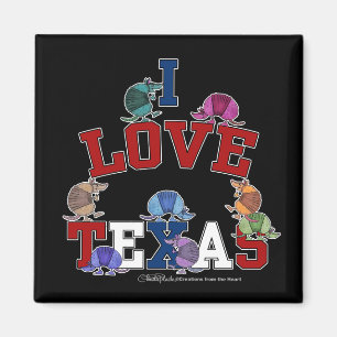 I Love Texas-Colorful Armadillos Magnet