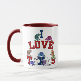 I Love Texas-Colorful Armadillos Mug