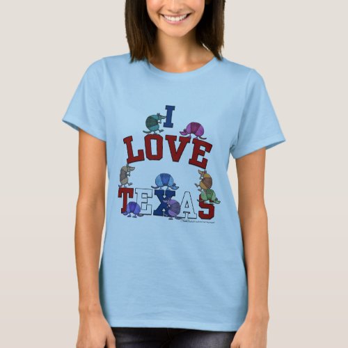 I Love Texas_Colorful Armadillos T_Shirt