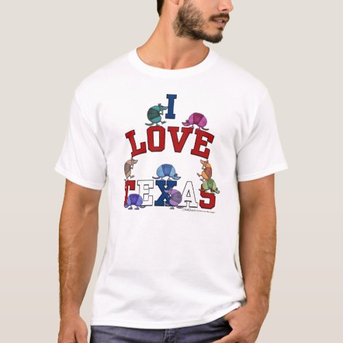 I Love Texas_Colorful Armadillos T_Shirt