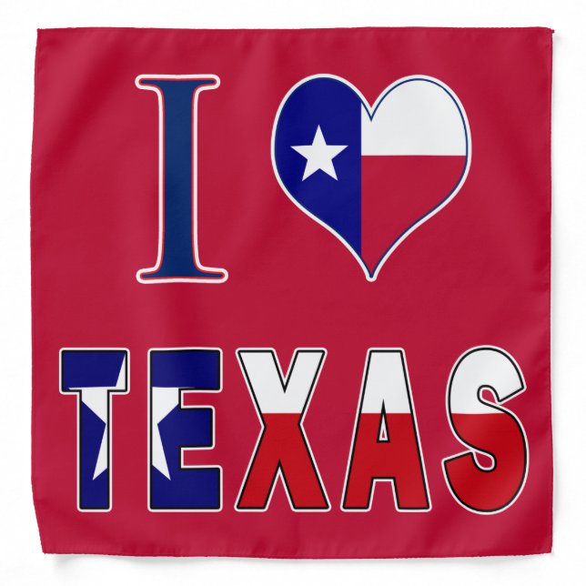 I Love Texas Flag Bandana (Front)