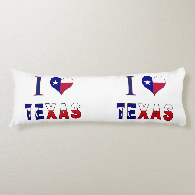 I Love Texas Flag Body Pillow (Front)