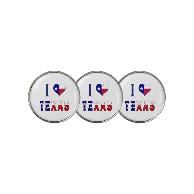 I Love Texas Flag Golf Ball Marker (3 Up)