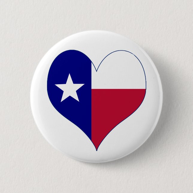 I Love Texas Flag Heart Button (Front)