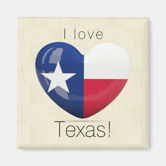 I Love Texas Flag Heart Cutout Magnet (Front)