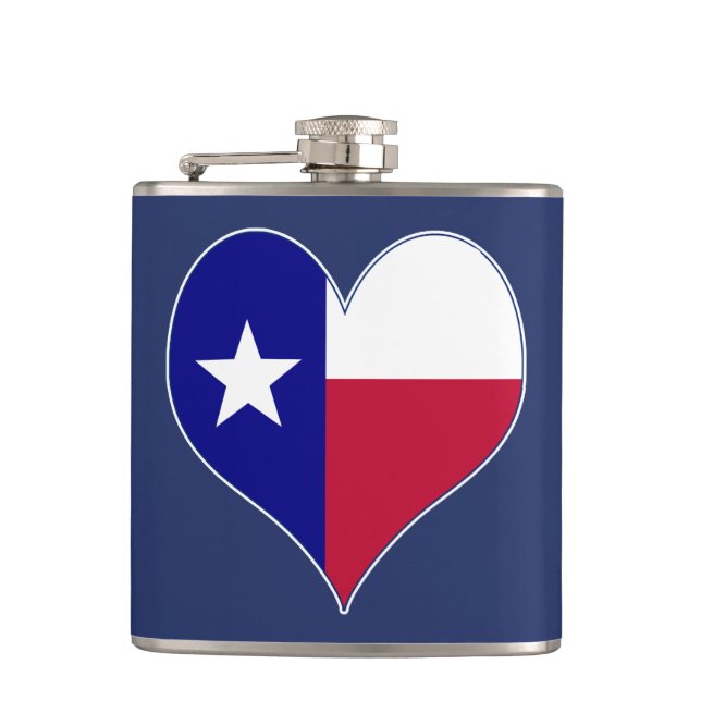 I Love Texas Flag Heart Flask (Front)