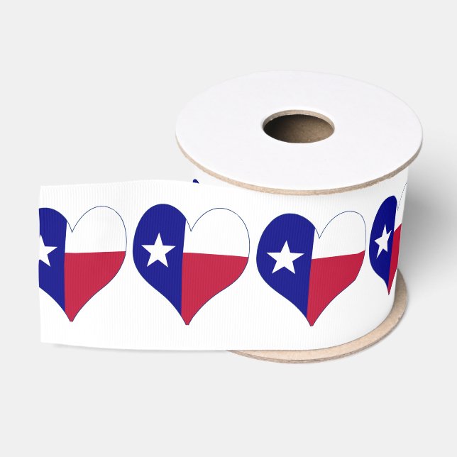 I Love Texas Flag Heart Grosgrain Ribbon (Spool)