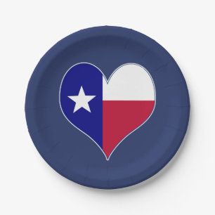 I Love Texas Flag Heart Paper Plates