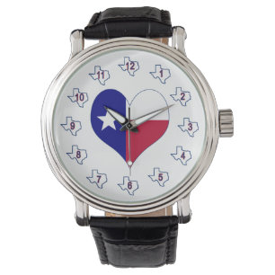 I Love Texas Flag Heart Watch