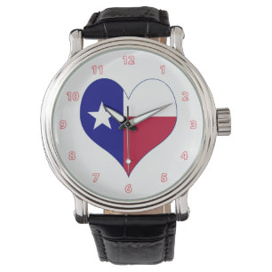 I Love Texas Flag Heart Watch