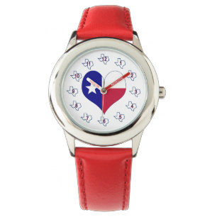 I Love Texas Flag Heart Watch