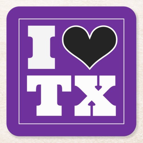 I Love Texas Fort Worth Disposable Square Paper Coaster