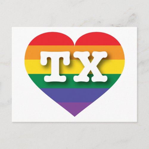 I love Texas Gay Pride Rainbow Heart Postcard