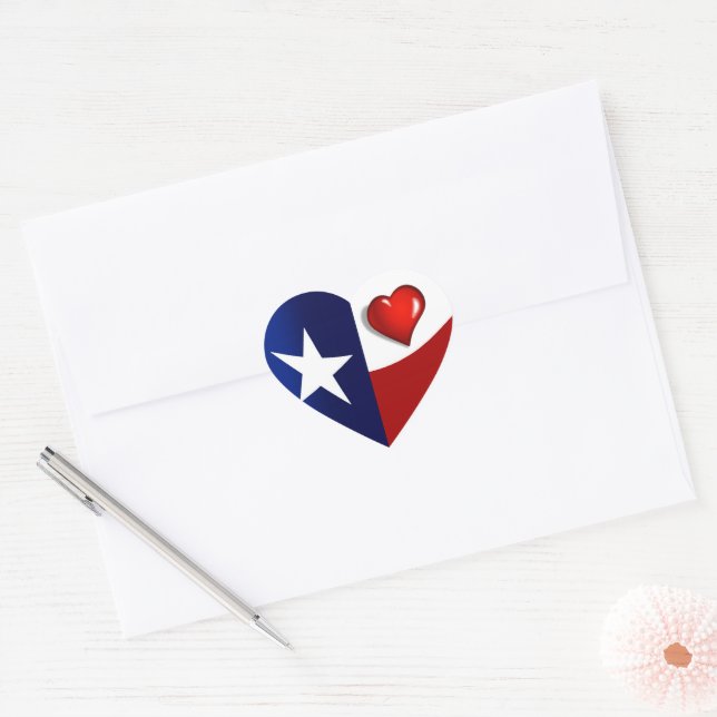 I Love Texas  Heart Sticker (Envelope)