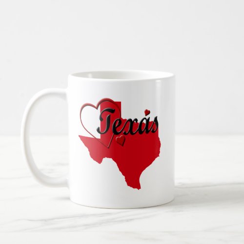 I Love Texas Hearts Map Coffee Mug