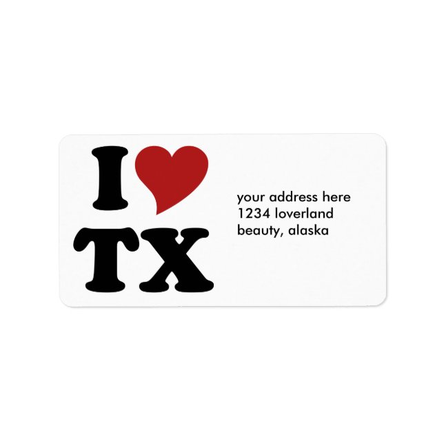 I Love Texas Label (Front)