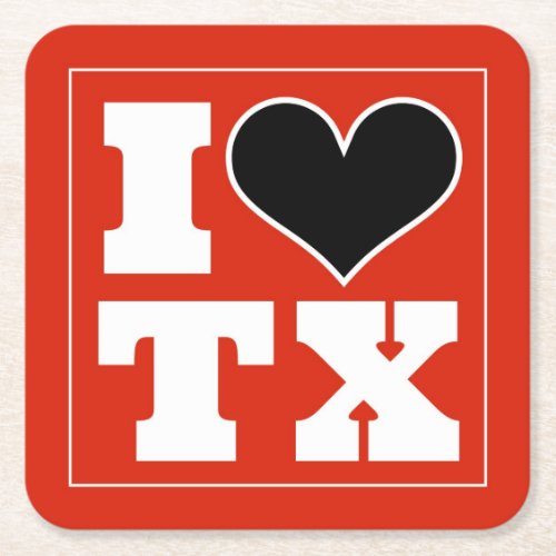 I Love Texas Lubbock Disposable Square Paper Coaster