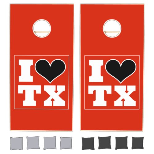 I Love Texas Lubbock Tailgate Cornhole Set