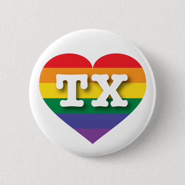 I Love Texas Rainbow Heart Button (Front)