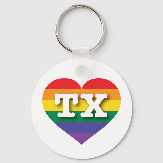 I Love Texas Rainbow Heart Keychain (Front)