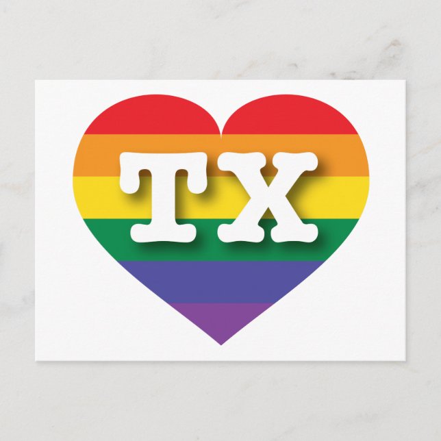 I Love Texas Rainbow Heart Postcard (Front)