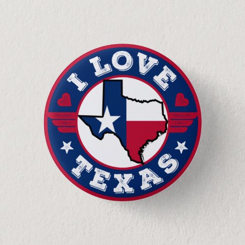 I Love Texas State Map and Flag Button