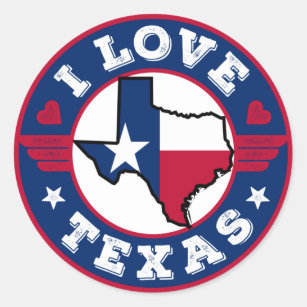 I Love Texas State Map and Flag Classic Round Sticker