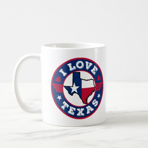 I Love Texas State Map and Flag Coffee Mug