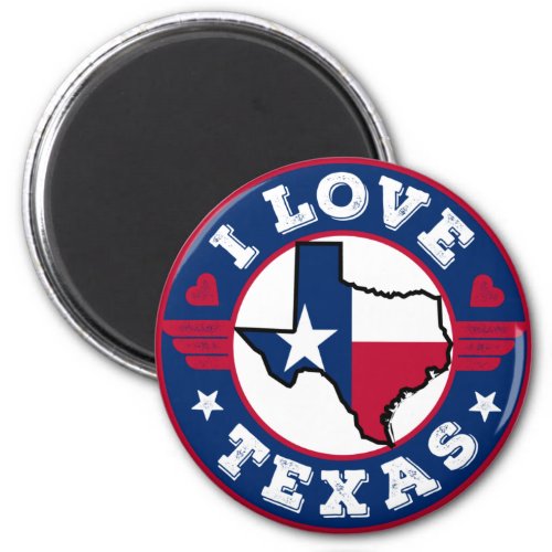 I Love Texas State Map and Flag Magnet