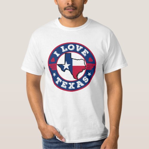 I Love Texas State Map and Flag T_Shirt