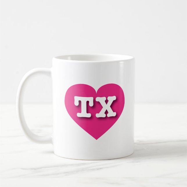 I love Texas - TX hot pink heart Coffee Mug (Left)