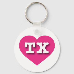 I love Texas - TX hot pink heart Keychain