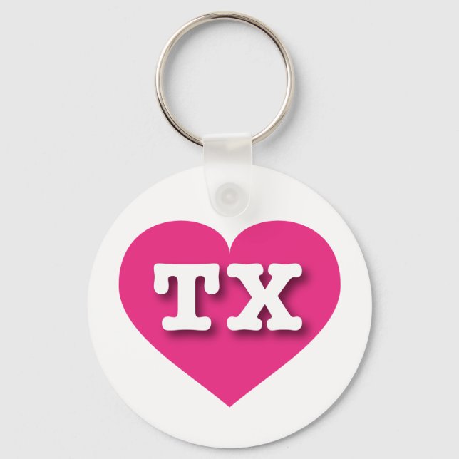 I love Texas - TX hot pink heart Keychain (Front)