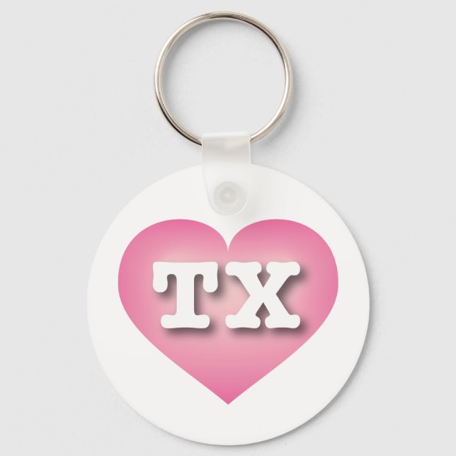 I love Texas - TX pink fade heart Keychain (Front)