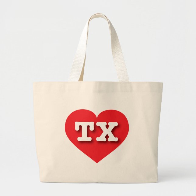 I love Texas - TX red heart Large Tote Bag (Front)