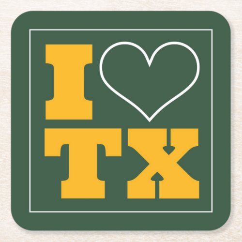 I Love Texas Waco Disposable Square Paper Coaster