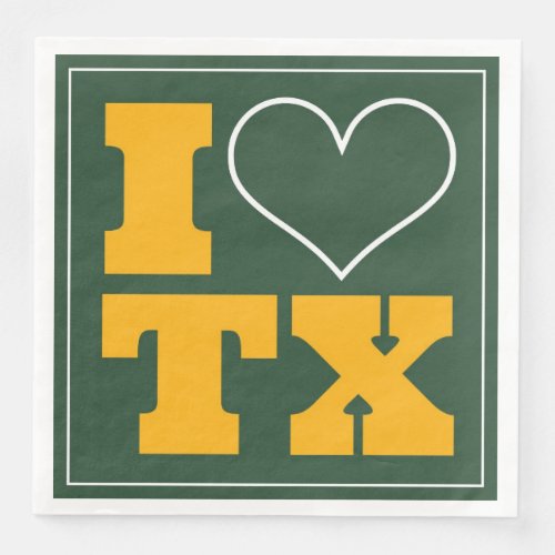 I Love Texas Waco Game Day Paper Dinner Napkins